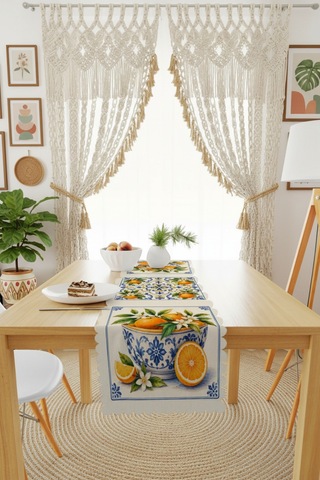 Vivanni Home Yıkanabilir Dikdörtgen Runner Günlük Kullanıma Uygun, Pratik Ve Uzun Ömürlü Portakal Mavi