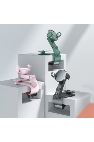 Yifomall Araç Telefon Tutucu 360 Döner - Navigasyon İçin Kolay Erişim, Tek Elle Kaldırma, Sabit Tutma Ve Gizlenebilir Park Numarası Pembe