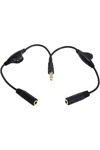 Navidata 3.5 Mm Stereo Ses Kontrollü Kulaklık Çoklayıcı Aux Kablo