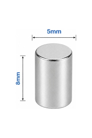 25 Adet - 5x8mm Neodyum Mıknatıs Neodim Magnet Yuvarlak