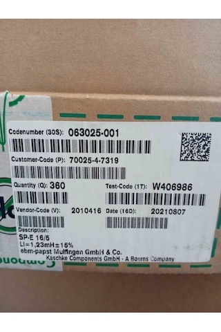 063025-001 Sp-e16/5 1.23mh Inductor Kaschke 2 Adet