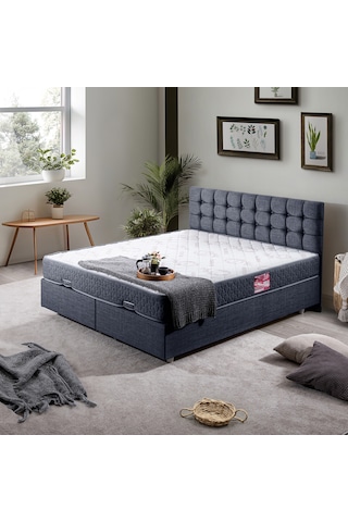 Venedik Çift Kişilik Baza Başlık Letto Yatak Seti - Lacivert 160 x 200