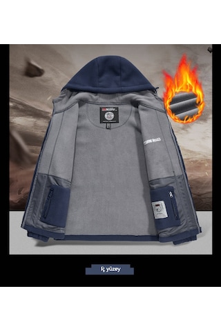 Snapbuy Kapüşonlu, Polar Erkek Ceket Lacivert