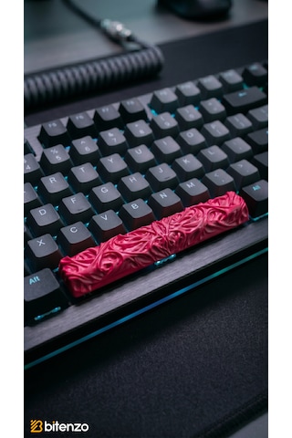 Custom Tasarım Mekanik Klavye Spacebar Keycap - 6.25u Uyumlu Özel Dokulu Boşluk Tuşu - Nar Çiçeği