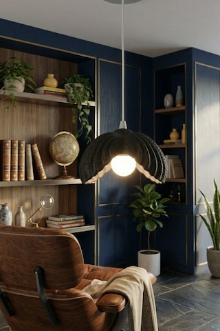 Siyah Tekli Lotus Formlu Modern Avize Salon Dayanıklı Plastik Dekoratif Sarkıt Aydınlatma Ayarlanabilir Kablo