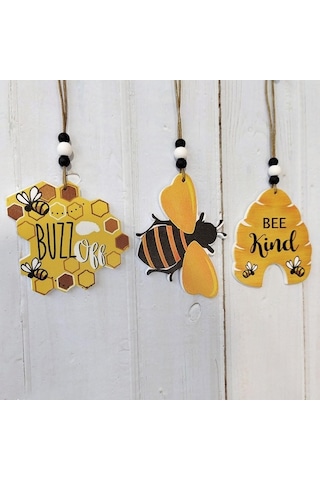 Pazly Küçük Ev Dekoru Bal Arısı Ahşap Kovan - Pratik Ev Aksesuarı Siyah Siyah