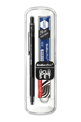 Scrikss Graph-x 2b 0.7 Mat Siyah Mekanik Kurşun Kalem Üçlü Seti