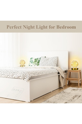 Neoglint Kristal Metal Başucu Lambası Akülü Masa Lambası Dokunmatik Kontrol Masa Lambası 3 Açık Renk