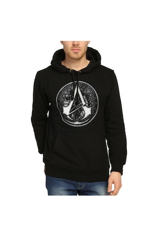 Bant Giyim - Assassin'S Creed Siyah Kapşonlu Erkek Sweatshirt