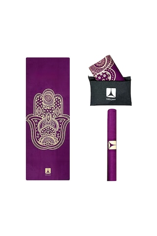 Rebuwo Seyahat Yoga Matı Katlanabilir Doğal Kauçuk Mat 1mm Mor