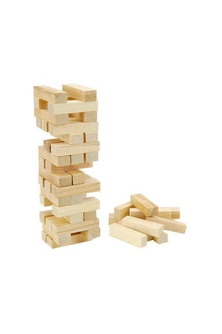 54 Parça. Jenga. Büyük Boy. Denge Oyunu. Doğal. Ahşap. Kule Oyunu