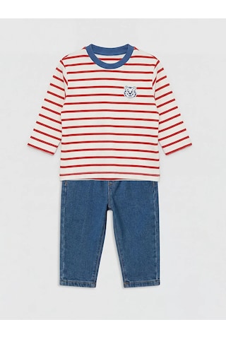 Lc Waikiki Kırmızı Erkek Bebek Jean Pantolon Ve Tişört