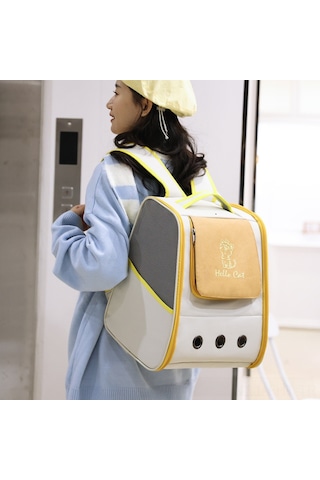 Hangfox Geniş Kapasiteli Su Geçirmez Kanvas Kedi Çantası - Dışarı Çıkışlar İçin Kol/omuz Taşınabilir Sevimli Desenli Evcil Hayvan Çantası Mavi 5025