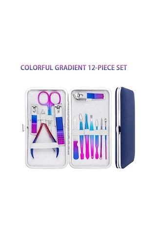 Venturemart 12/15pcs Paslanmaz Çelik Manikür Kiti Tırnak Clippers Set Profesyonel Bakım Açık Artırma Seti Lüks Deri Kı