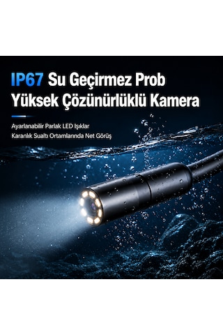 5 Metre Ekranlı Endoskop Kamera 5,5 Mm Kamera Çapı