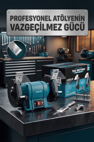 Assur 250W 150 MM Disk Çapı Zımpara Balta Bıçak Bileme Makinesi Taş Motoru Tezgah Üstü Taşlama - 3065