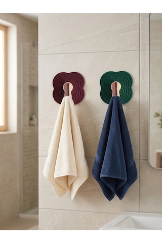Mucit Home 2 Adet Bronz Detaylı Havlu Askısı Kendinden Yapışkanlı Banyo Askısı Kapı Arkası Askılık Renkli