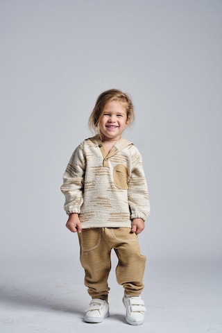 Etnik Desen Kapşonlu 2 Li Takım Bej