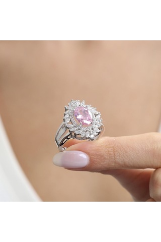 Mia Vento Effective Diamond Venedik Dansı Pink Taşlı Gümüş Yüzük