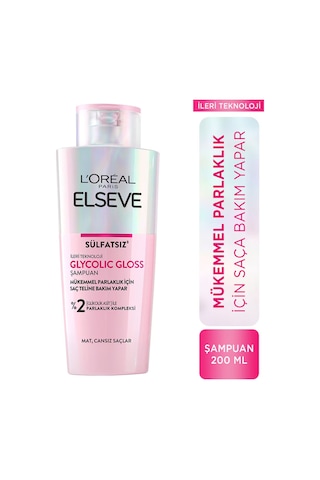 Elseve L'oreal Paris Elseve Glycolic Gloss Mükemmel Parlaklık İçin Bakım Yapan Şampuan 200 Ml