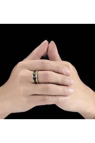 Smart Temperature Ring Stainless Steel Personalized Temperature Display Couple Ring, Size: 6 Yellow Çok Renkli