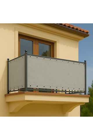 Gencer Home Balkon Perdesi Kuş Gözü Ölçü Seçenekli Düz Koyu Gri Gri