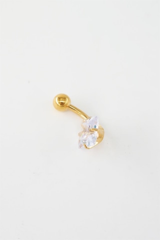 Kadın 316l Anti Alerjenik Topcuklu Baget Zirkon Taşlı Göbek Piercing