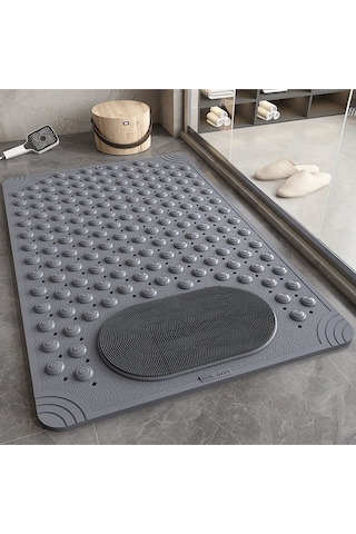 1 Adet Antrasit Silikon Banyo Paspası Duş Kaydırmazı Vantuzlu Kaymaz Tabanlı Banyo Paspası36x69,5 Cm Gri