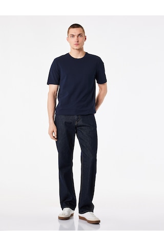Koton Pamuklu Regular Fit Bisiklet Yaka Kısa Kollu Basic Tişört Lacivert 6sam10429mk