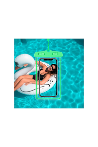 Su Geçirmez Telefon Kılıfı Havuz Deniz Yağmur Da Kullanım Boyun Askı İpli Waterproof Phone Case Yeşil