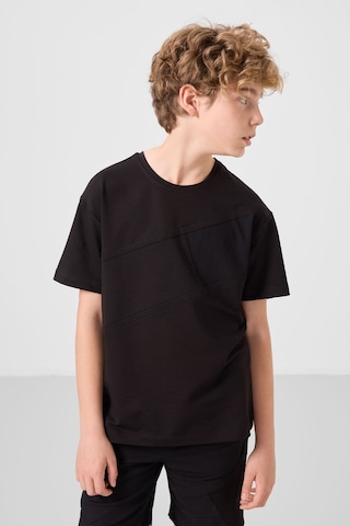 Siyah Pamuklu Oversize Fit Dokuma Hafif Esnek Chino Erkek Çocuk Şort Takım - 11275 Siyah