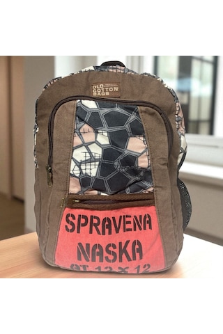 Old Cotton Cargo Kaliteli Renkli Vintage Salaş Disayn Günlük Sırt Gezi Okul Seyahat Çantası 28 Cm X 37 Cm Kahverengi