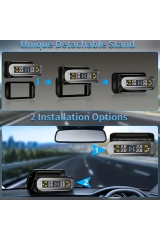 Boatshop1 Siyah Akıllı Lastik Basınç İzleme Sistemi Gerçek Zamanlı 4 Tekerlek İzleme Doğru Basınç Sıcaklık Göstergesi Düşük Basınç Uyarısı Usb Şarj