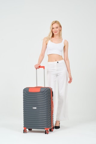 Keo-plus Gri-turuncu Orta Boy Silikon Kırılmaz Pp Valiz Siyah