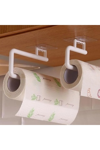 Reedark Küçük Boy Sürekli Montajsız Mutfak Kağıt Havlu Tutucu - Pp Malzeme Beyaz Renkli 14.5x6.3x7.5cm