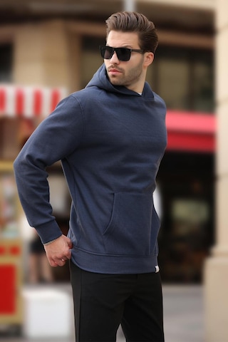 Madmext Lacivert Kapüşonlu Cep Detaylı Sweatshirt 7095 Lacivert