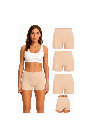 Westicgiyim 3'lü Lazer Kesim Kadın Boxer Külot Dikişsiz İz Yapmaz Esnek Rahat S-m-l-xl 36-42 Bej