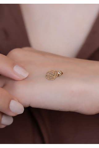 14 Ayar Altın Soft Gül Kolye Ucu Sarı Altın