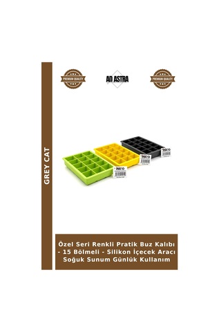 Özel Seri Renkli Pratik Buz Kalıbı - 15 Bölmeli - Silikon İçecek Aracı Soğuk Sunum Günlük Kullanım Çok Renkli