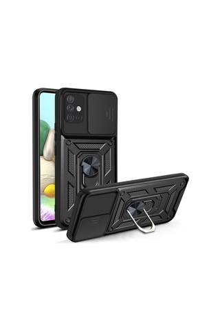 Smcase Samsung Galaxy Uyumlu A31 Kılıf Kamera Korumalı Yüzüklü Tank Pa