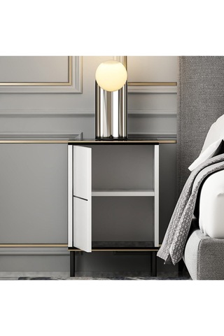 İmaj Komodin Traverten/gold - Beyaz Beyaz