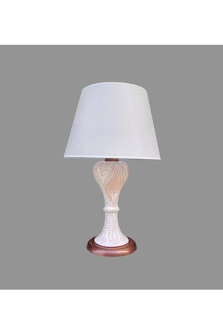 Gordion Abajur Bakır Kaplamalı Krem Çini Krem Şapka Beyaz