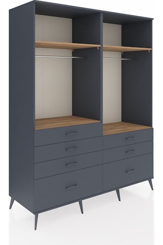 Kronos Gardrop 4 Raflı 7 Çekmeceli 2 Askılı 176x59x221 Antrasit-çam/antrasit Çam/antrasit