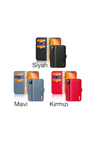 Dux Ducis Apple Uyumlu iPhone 11 Pro 5.8 Kilif Miknatisli Cüzdanli Deri Kilif 129944635 - Renk / Siyah