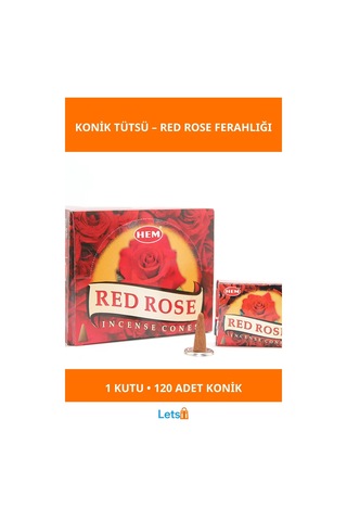 Klasik Kırmızı Gül Aromalı Konik Tütsü 12 Paket 120 Adet