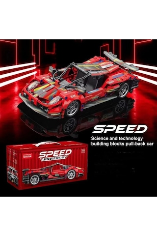 Speed Racing Pro Kırmızı Yarış Arabası Yapım Seti 513 Parça Spor Araba Blok Oyuncağı