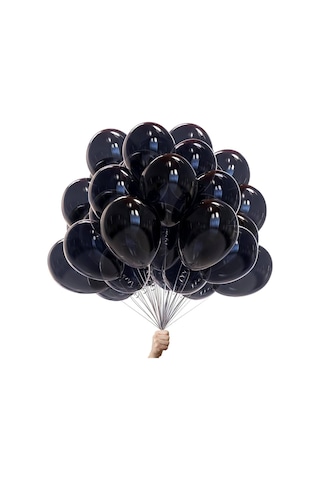 Metalik Balon Siyah 10 Adet Siyah