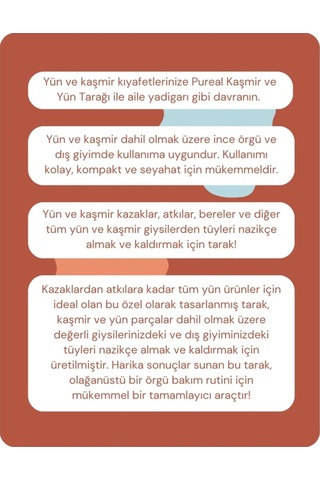 Pureal Kaşmir Ve Yün Tarağı