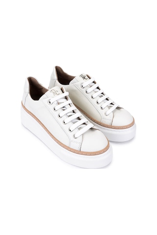 Tamer Tanca Kadın Hakiki Deri Beyaz Floter Sneakers & Spor Ayakkabı 937 5022-09 Bn Ayk Y23 Kırık Beyaz Floter Beyaz