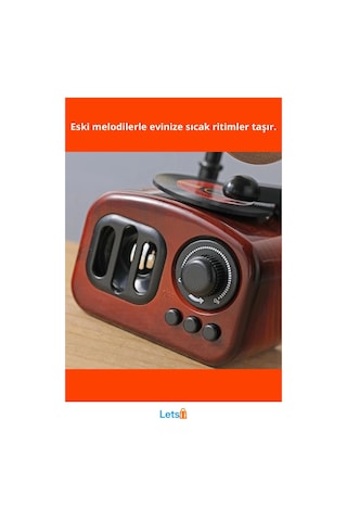 Ahşap Retro Görünümlü Gramofon Müzik Kutusu